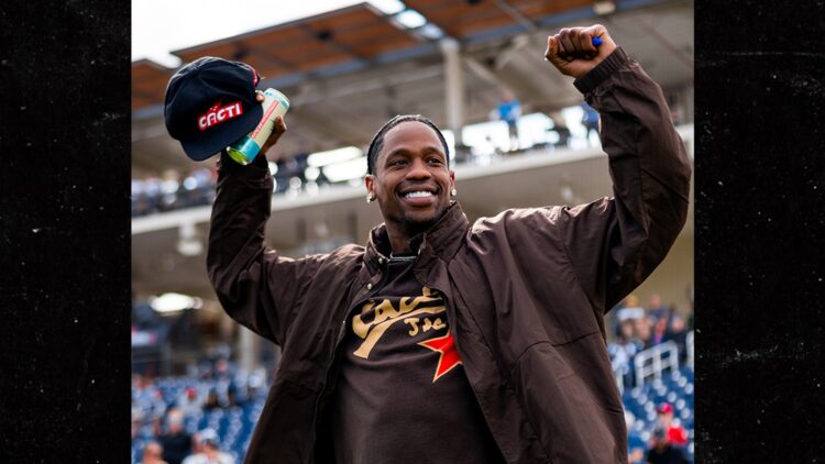 Travis Scott Throws First Pitch at Cacti Park for Astros Spring Coaching Opening Day